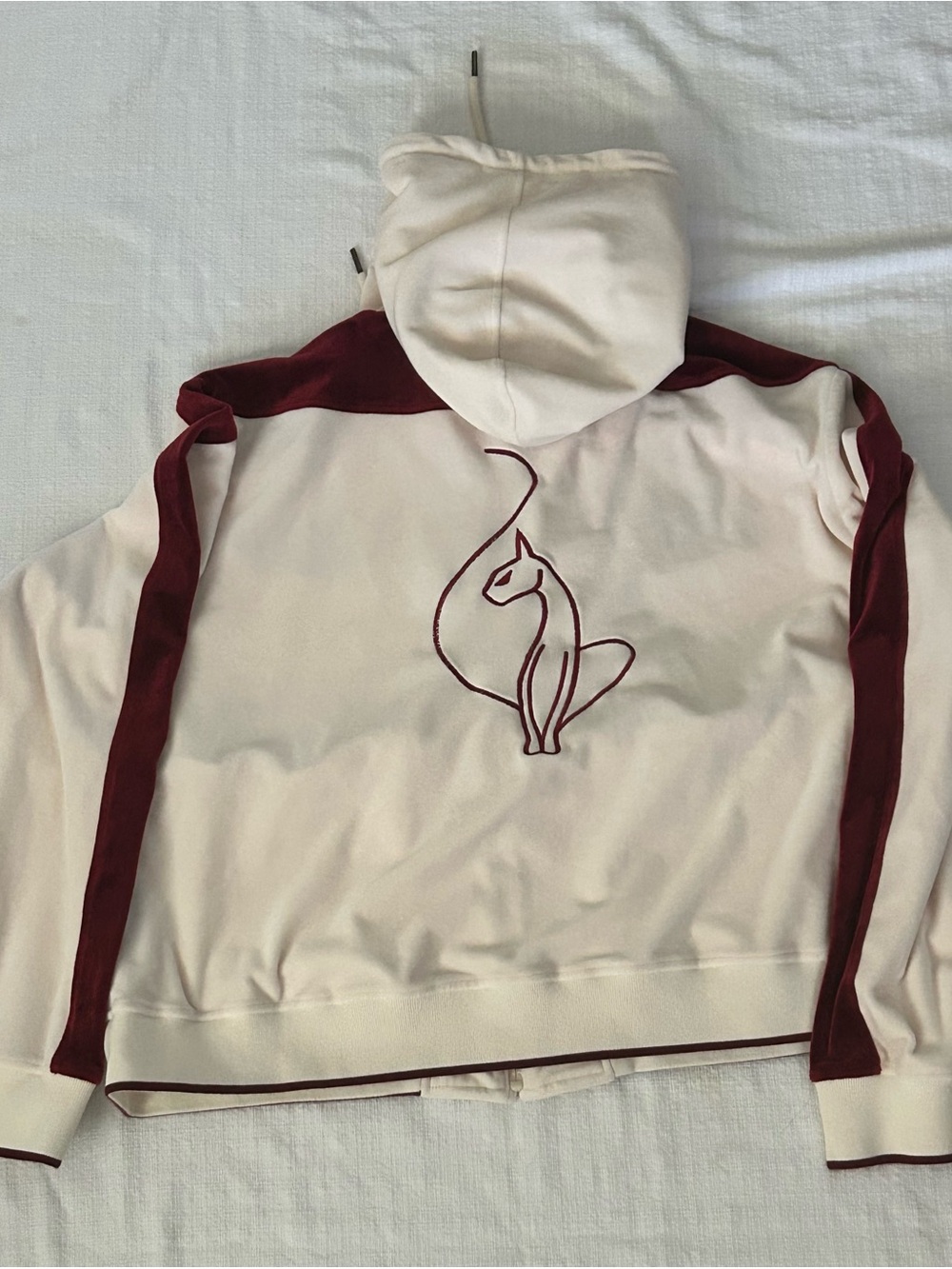Baby Phat Heritage Velour Tracksuit Set Cream Burgundy Maroon Hoodie Pants 1X - Picture 5 of 14
